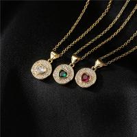 Cubic Zircon Micro Pave Brass Necklace real gold plated fashion jewelry & with heart pattern & for woman & with cubic zirconia Length 45 cm Sold By PC