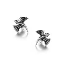 Titanium Steel  Earring, Dragon, silver color plated, fashion jewelry & blacken, silver color, 13.30x13mm, Sold By PC