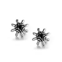 Titanium Steel  Earring, silver color plated, fashion jewelry & micro pave cubic zirconia & blacken, silver color, 11.20mm, Sold By PC