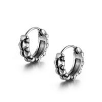 Titanium Steel Huggie Hoop Earring silver color plated fashion jewelry & blacken silver color Sold By PC