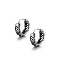 Titanium Steel Huggie Hoop Earring, silver color plated, fashion jewelry & blacken, silver color, 5.20x14.20mm, Sold By PC