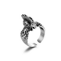 Titanium Steel Cuff Finger Ring Cock silver color plated fashion jewelry & blacken silver color Sold By PC