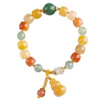 Encendedor Imperial Jade Pulsera, con Piedras preciosas & metal, chapado en color dorado, color mixto, longitud:aproximado 6.3 Inch, Vendido por UD