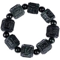 Jadeite Bracelet, Unisex, black, 18.30mm, Length:Approx 7.09 Inch, Sold By PC