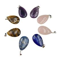Gemstone Pendants Jewelry, Natural Stone, Teardrop, different materials for choice & Unisex, more colors for choice, 20x42x6mm, Sold By PC