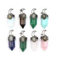Gemstone Pendants Jewelry Natural Stone with Iron Conical silver color plated & Unisex Sold By PC