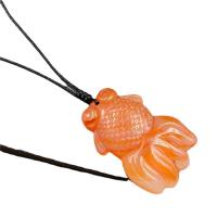 Gemstone Pendants Jewelry, Natural Stone, Goldfish, different materials for choice & Unisex, more colors for choice, 36mmx23-24mm, Sold By PC