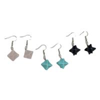 Natural Gemstone Earrings Natural Stone iron earring hook platinum color plated Sold By Pair