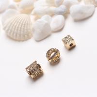 Cubic Zirconia Micro Pave Brass Beads, gold color plated, DIY & micro pave cubic zirconia, golden, nickel, lead & cadmium free, Sold By PC