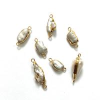 perla d'acquadolce coltivata naturalmente connettore, with lega in zinco, placcato color oro, DIY, bianco,  5x10-15x30mm, Venduto da PC