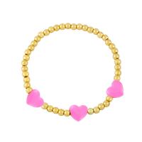 Brass Bracelet Heart gold color plated enamel nickel lead & cadmium free Length 6.69 Inch Sold By PC