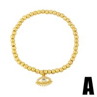 Cubic Zirconia Micro Pave Brass Bracelet gold color plated & micro pave cubic zirconia golden nickel lead & cadmium free Length 6.69 Inch Sold By PC