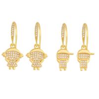 Messing oorbellen met micro-paved kubieke zirconia's, gold plated, verschillende stijlen voor de keuze & micro pave zirconia, gouden, nikkel, lood en cadmium vrij, Verkocht door pair