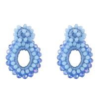 Crystal Earrings, with Polyester & Brass, fashion jewelry, more colors for choice, nickel, lead & cadmium free, 54x35mm, Sold By Pair