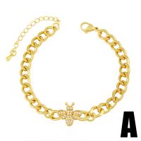 Cubic Zirconia Micro Pave Brass Bracelet, with 1.97 extender chain, gold color plated, different styles for choice & micro pave cubic zirconia, golden, nickel, lead & cadmium free, 26x15mm, Length:5.51 Inch, Sold By PC