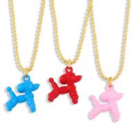 Brass Necklace Dog gold color plated enamel nickel lead & cadmium free Length 17.13 Inch Sold By PC