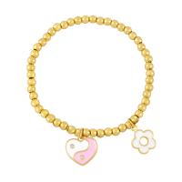 Evil Eye Jewelry Bracelet Brass gold color plated micro pave cubic zirconia & enamel nickel lead & cadmium free Length 6.69 Inch Sold By PC