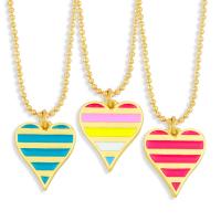 Brass Necklace Heart gold color plated enamel nickel lead & cadmium free Length 17.13 Inch Sold By PC