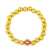 Bracelet Evil Eye bijoux, laiton, Placage de couleur d'or, émail, plus de couleurs à choisir, protéger l'environnement, sans nickel, plomb et cadmium, 10x11mm, Longueur:6.69 pouce, Vendu par PC