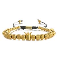 laiton bracelet, couronne, Placage, bijoux de mode & unisexe & styles différents pour le choix, protéger l'environnement, sans nickel, plomb et cadmium, 15mm, Longueur:Environ 6.3-10.6 pouce, Vendu par PC