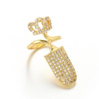 Brass Fingertip Rings gold color plated adjustable & micro pave cubic zirconia & for woman nickel lead & cadmium free Sold By PC