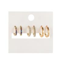 Lo zinco in lega Stud Earring, lega in zinco, placcato color oro, tre pezzi & per la donna & con strass, assenza di nichel,piombo&cadmio, 18mm, 22mm, Venduto da set