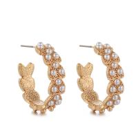 Zinc Alloy Stud Earring with Plastic Pearl gold color plated fashion jewelry & for woman nickel lead & cadmium free 26mm Sold By Pair