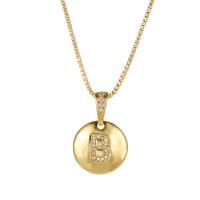 Cubic Zircon Micro Pave Brass Necklace, with 2.75inch extender chain, Alphabet Letter, gold color plated, different styles for choice & micro pave cubic zirconia & for woman, nickel, lead & cadmium free, 22mm, Length:Approx 17.7 Inch, Sold By PC