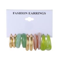 Akryl smykker ørering, med Zinc Alloy, forskellige stilarter for valg & for kvinde, 26mm, 32mm, Solgt af sæt