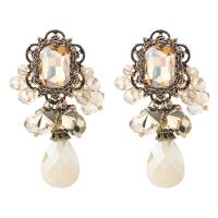 Zinc Alloy Drop Earrings with Acrylic gold color plated for woman & with glass rhinestone Sold By Pair