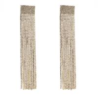 Fashion Fringe Earrings Zinc Alloy with acrylic rhinestone plated for woman Sold By Pair