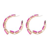 Tibetan Style Stud Earring, gold color plated, for woman & with rhinestone, more colors for choice, 59x57mm, Sold By Pair