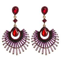 Rhinestone Earring Zinc Alloy with acrylic rhinestone gold color plated for woman Sold By Pair