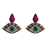 Rhinestone Earring Zinc Alloy with acrylic rhinestone Eye gold color plated for woman Sold By Pair