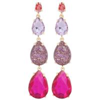 Resin Earring Zinc Alloy with Resin gold color plated for woman & with glass rhinestone Sold By Pair