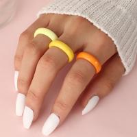 Resin Finger Ring three pieces & for woman mixed colors 18mm Sold By Set