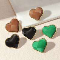 Tibetan Style Stud Earring, Heart, for woman, more colors for choice, nickel, lead & cadmium free, 20x23mm, Sold By Pair