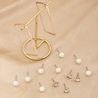 Zinklegierung Ohrring-Set, mit Kunststoff Perlen, plattiert, 7 Stück & für Frau & mit Strass, frei von Nickel, Blei & Kadmium, verkauft von setzen