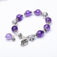 Quartz Bracelets, Brass, with Amethyst, for woman, nickel, lead & cadmium free, Length:Approx 7.09 Inch, Sold By PC