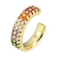 Ορείχαλκος Δέσε δάχτυλο του δακτυλίου, κοσμήματα μόδας & για τη γυναίκα & με στρας, πολύχρωμα, 3x13x13mm, 10PCs/Παρτίδα, Sold Με Παρτίδα