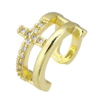 Sárgaréz Mandzsetta Finger Ring, divat ékszerek & a nő & strasszos, aranysárga, 13x9x13mm, 10PC-k/Lot, Által értékesített Lot