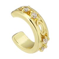 Brass Cuff Finger Ring, fashion jewelry & for woman & with rhinestone, golden, 4x14x12mm, 10PCs/Lot, Sold By Lot