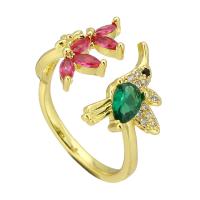 Brass Cuff Finger Ring, with Glass Rhinestone, Adjustable & fashion jewelry & for woman & with rhinestone, multi-colored, 15mm, 10PCs/Lot, Sold By Lot