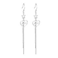 925 Sterling Silver Drop &  Dangle Earrings, plated, fashion jewelry & for woman, original color, 75mm, Sold By Pair
