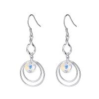 925 Sterling Silver Drop &  Dangle Earrings, plated, fashion jewelry & for woman & with cubic zirconia, original color, 47x18mm, Sold By Pair