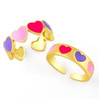 Brass Finger Ring, gold color plated, fashion jewelry & different styles for choice & enamel, black, Sold By PC