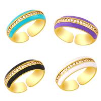 Rhinestone палец кольцо, Латунь, ювелирные изделия моды & эмаль & со стразами, Много цветов для выбора, 6mm, продается PC
