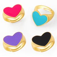 Кольца из латуни, Латунь, Сердце, плакирован золотом, ювелирные изделия моды & эмаль, Много цветов для выбора, 17mm, продается PC