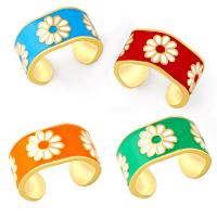 Brass Cuff Finger Ring gold color plated fashion jewelry & enamel 10mm Sold By PC