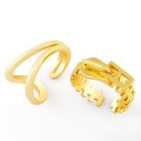 Mosaz Manžeta prst prsten, barva pozlacený, módní šperky & různé styly pro výběr, zlatý, Prodáno By PC